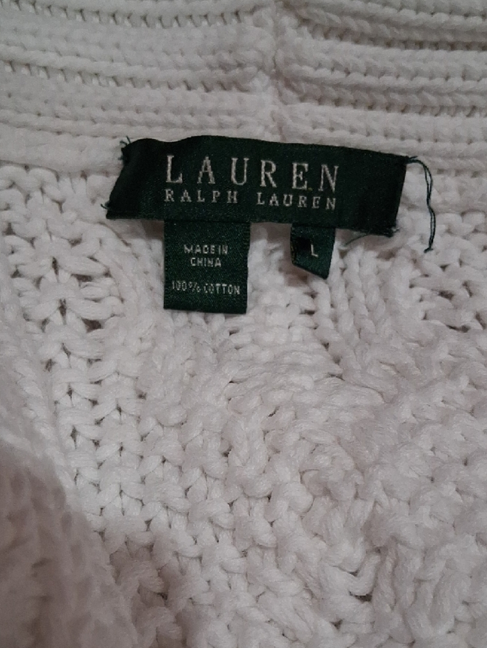 Lauren Ralph Lauren Cream Cable-Knit Cardigan with Metal Toggle Fastenings - Picture 5 of 5